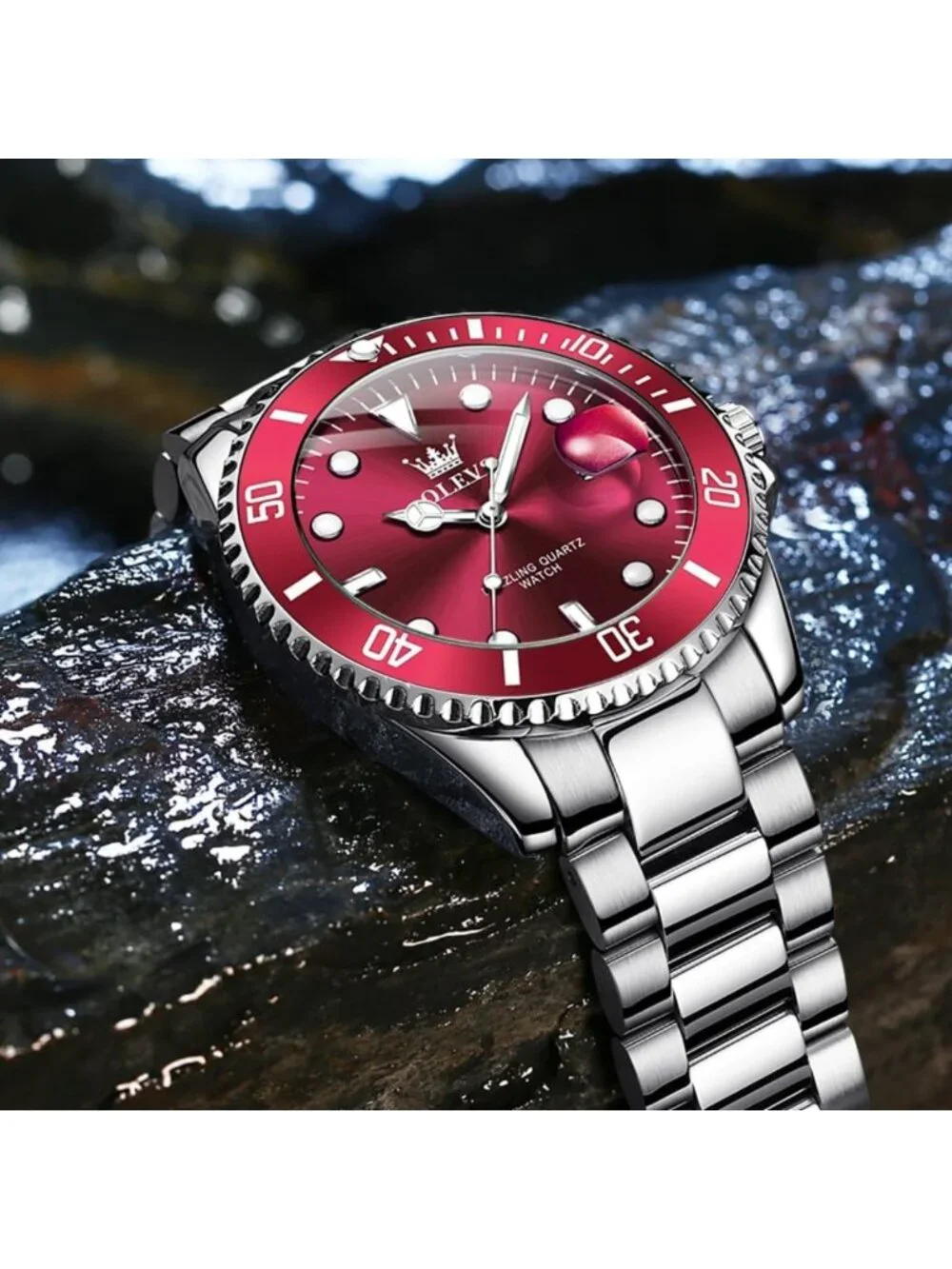 Luxury Men's Waterproof Quartz Watch - Big Stainless Steel Analog Timepiece